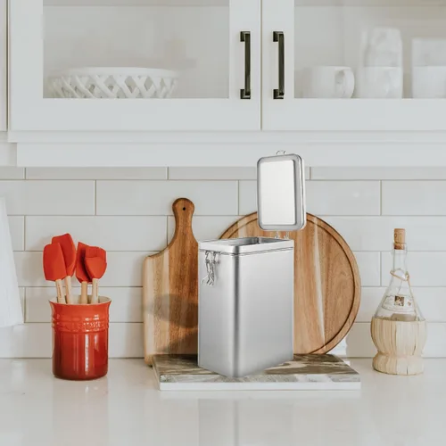 Miniatura 3 de Cubo de almacenamiento de café cuadrado de hojalata con tapa, recipiente hermético para alimentos para despensa de cocina, contenedor de metal
