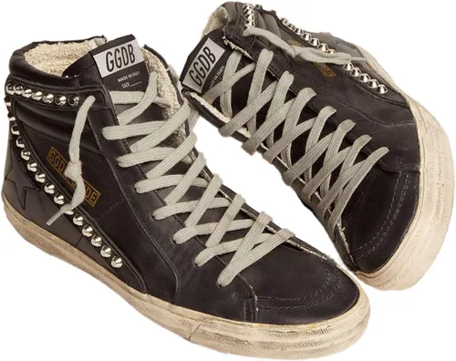 Miniatura 4 de Golden Goose Slide Classic Leather Upper Studs Womens Distressed Sneakers
