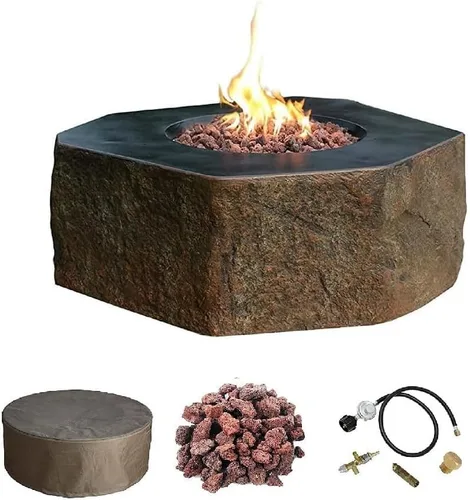 Miniatura 16 de Elementi+ Mesa de Fuego de Gas Colorado de Hormigón Fundido de 56" Rectangular, Hoguera al Aire Libre con Ignición Electrónica Incluye Cubierta
