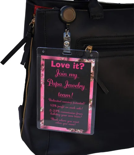 Miniatura 2 de Etiqueta de monedero Pregúntame por mis joyas de $5 Únete a mi equipo Doble cara