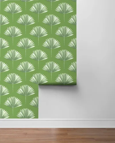Miniatura 8 de NextWall Papel tapiz tropical para despegar y pegar de palmera (brote verde)