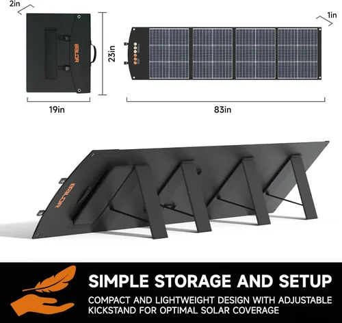 Miniatura 6 de BALDR Paneles solares monocristalinos de 200 W, cargador solar plegable portátil para generadores solares y centrales eléctricas portátiles, kit