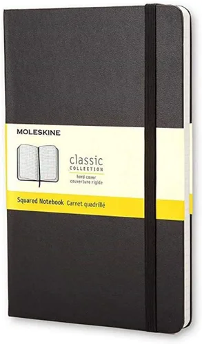 Moleskine Cuadernos clásicos de tapa dura, color negro, 3 1/2 pulgadas x 5 1/2 pulgadas, 192 páginas, cuadrados