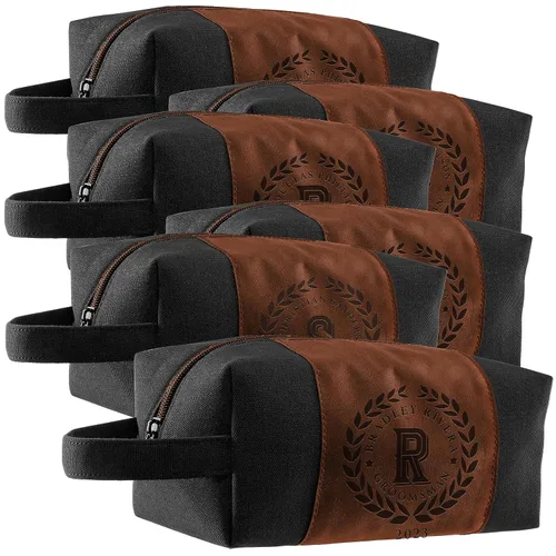 Miniatura 23 de Regalos personalizados para padrinos de boda, bolsas de aseo personalizadas para hombres, regalos de padrino de boda, Beige, Diseño #1, Juego de 3