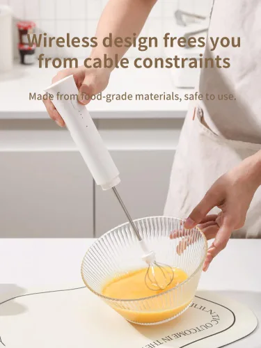 Miniatura 6 de NEUTRAL Espumador de leche eléctrico, espumador de leche recargable de mano, con batidor de globo inoxidable, con soporte, espumador para capuchino
