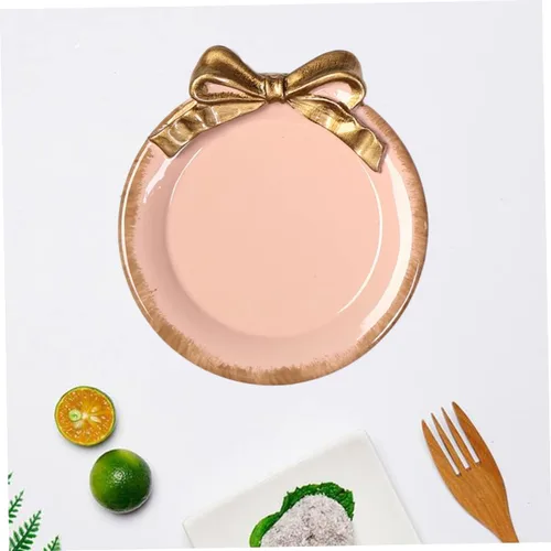 Miniatura 7 de jojofuny Plato redondo de lujo de 2 piezas con decoración de lazo para servir postres o frutas