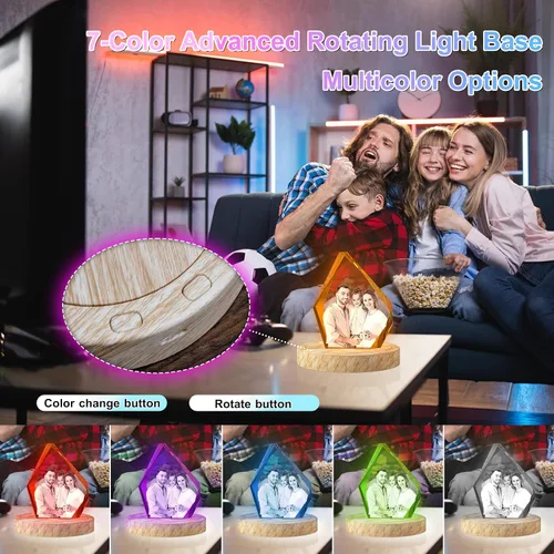 Miniatura 6 de Foto de cristal 3D personalizada, regalos del día de la madre para mamá, regalos de fotos personalizados para ella, él, papá, mujeres, hombres