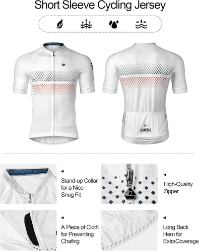 Miniatura 3 de LAMEDA Camiseta de ciclismo para hombre, transpirable, ligera, de manga corta, elástica, con cremallera completa