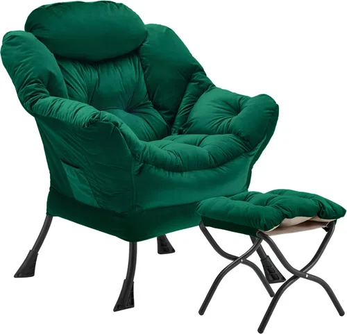 Miniatura 25 de Youtanic - Silla de Tela de Terciopelo Grueso y Acolchado, Cómoda Silla de Estar Contemporánea con Marco Estable, Sillón de Sofá de Ocio