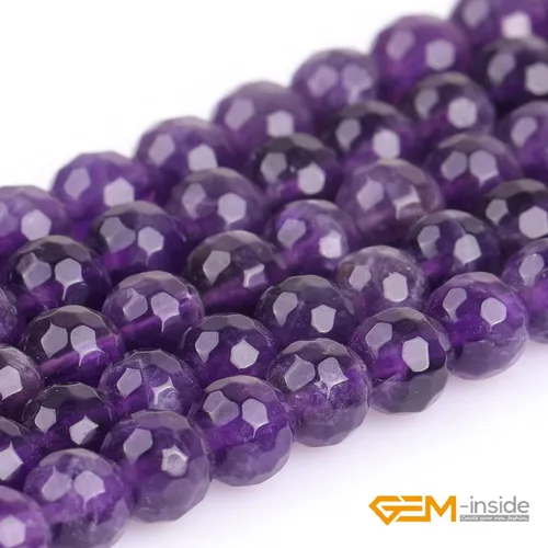 Miniatura 3 de GEM-Inside - Cuentas sueltas de amatista natural de 0.236 pulgadas (0.236 in), cristal facetado, piedra energética para hacer joyas, 15 pulgadas