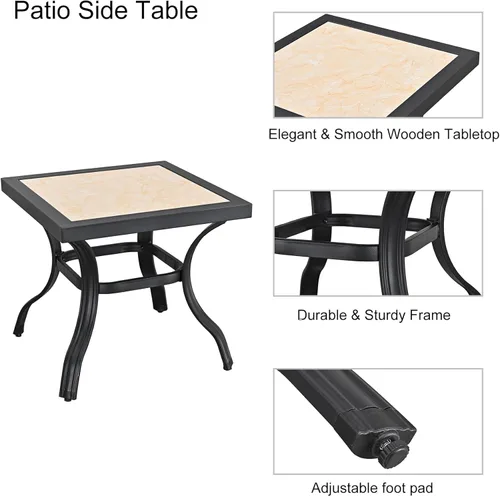 Miniatura 3 de LOKATSE Mecedora para patio, al aire libre, juego con mesa de café Caqui / negro