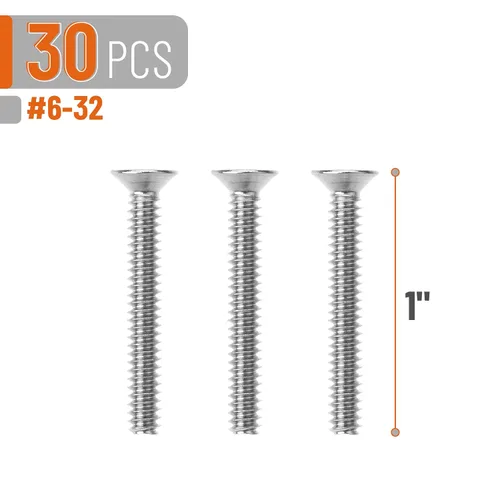 Miniatura 2 de Bates- Tornillos de placa de pared, 6-32 x 1, 30 piezas, tornillos largos, 6-32 tornillos