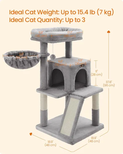 Miniatura 5 de FEANDREA Árbol para gatos con postes de rascar cubiertos de sisal; torre para gatos, condominio para gatos