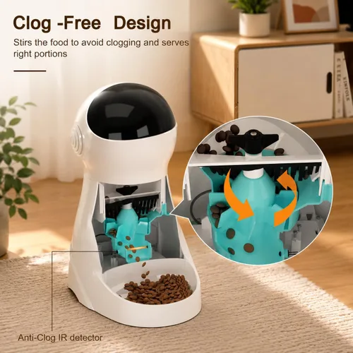 Miniatura 6 de Iseebiz Comedero automático para gatos, 101 onzas/3 L para alimentos secos con diseño antiobstrucciones, hasta 4 comidas con control de porciones
