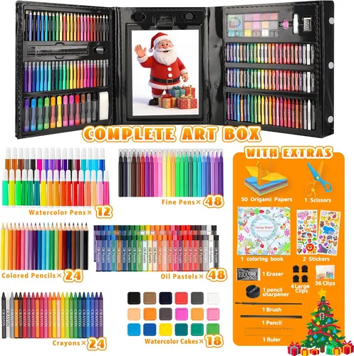 Miniatura 2 de Suministros de Arte, Set de Arte de 297 Piezas Kit de Dibujo para Niñas Niños Artistas, Caja de Regalo de Arte de Lujo con Caballete Plegable