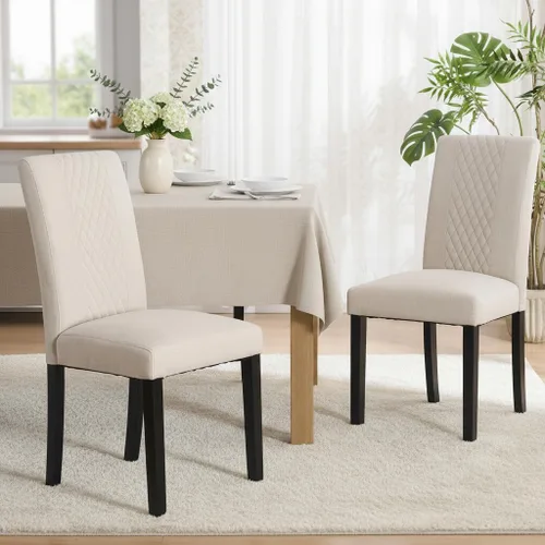 Miniatura 10 de Joysoul Juego de 2 sillas de comedor, sillas tapizadas de piel sintética con respaldo copetudo, sillas de cocina con marco de madera maciza, sillas