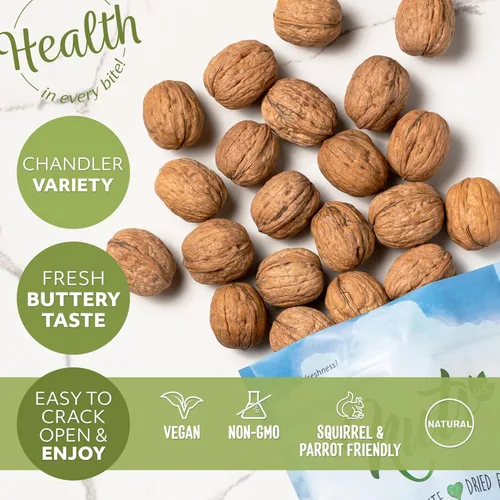 Miniatura 5 de NUTS U.S. Nueces con cáscara, cultivadas y empaquetadas en California, variedad Chandler, sabor a mantequilla fresco y fácil de agrietar, nueces