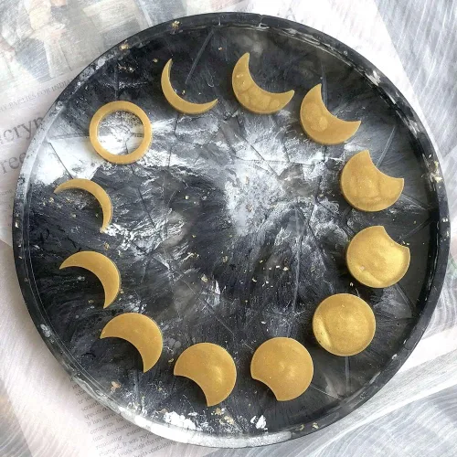 Miniatura 5 de Moldes de resina grandes de 10 pulgadas redondos de silicona para mesa, taburete redondo, moldes de fundición de resina epoxi para bandeja grande