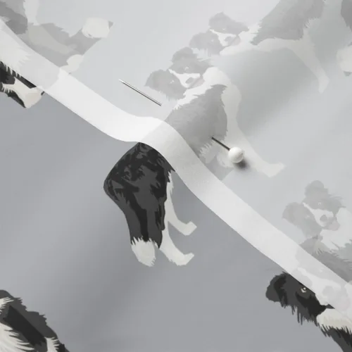 Miniatura 5 de Tela con diseño de flores de la marca The Yard – Bordado Collie perro raza mascotas amantes de perros grises Collies impreso en tela de gasa