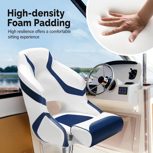 Miniatura 4 de PEXMOR Asiento de barco premium deportivo abatible Asiento de cubo para capitán con funda para asiento de barco, Silla de capitán para barco