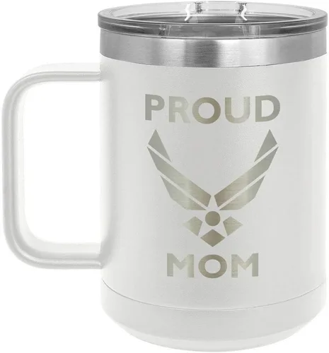 Miniatura 18 de PROUD AIR FORCE MOM BLACK Taza de café de 15 oz con tapa deslizante Taza de café de viaje aislada Ideas de regalo del día de la madre de hijo