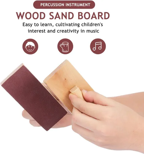 Miniatura 6 de Totority Bloques de arena de madera, instrumentos musicales, 5 pares, juguetes de percusión de madera de haya natural para niños pequeños y niños