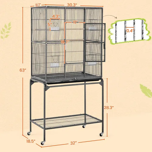 Miniatura 4 de Yaheetech Jaula grande de hierro forjado de 63 pulgadas para pájaros africanos pequeños cuáqueros de Amazon Loros canarios jaula de vuelo