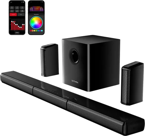 ULTIMEA Barra de sonido envolvente virtual de 7.1 canales, barra de sonido para Smart TV con 2 altavoces envolventes, sistema de sonido envolvente