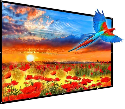 Pantalla de proyector portátil de 180 pulgadas, 16:9 HD, plegable, antiarrugas, para interiores y exteriores, pantalla de proyección de película con