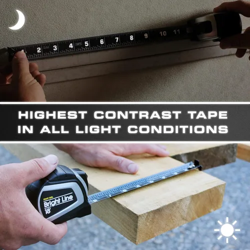 Miniatura 3 de Perfect Measuring Tape - BrightLine - Cinta métrica de alto contraste en modo oscuro de fácil lectura para visibilidad con poca luz - Estuche