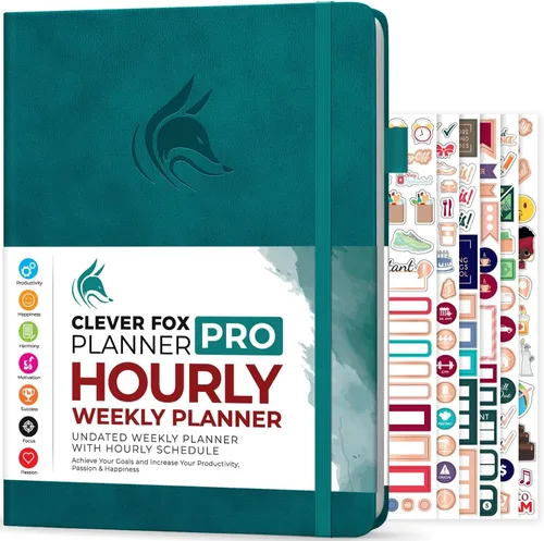 Miniatura 11 de Clever Fox Agenda PRO - Agenda semanal y mensual sin fecha con ranuras de tiempo, libro de citas y organizador diario, A4 (gris)