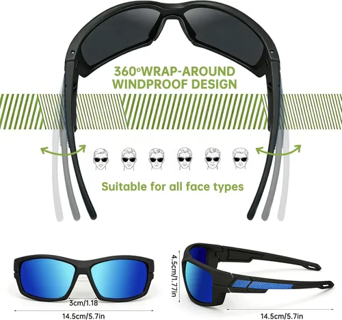 Miniatura 4 de Lentes de sol deportivos polarizados para hombre, envolventes UV400, para correr, pescar, ciclismo y conducir, TR90
