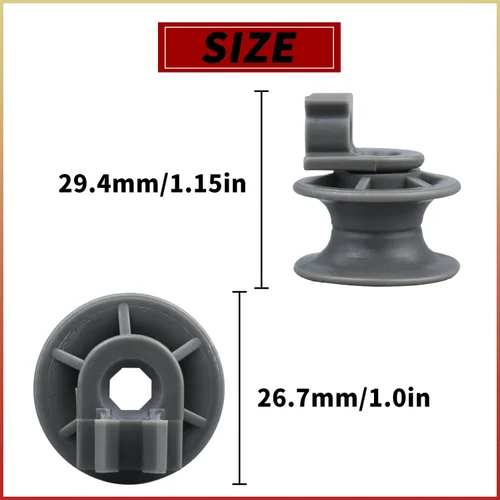 Miniatura 2 de 8 piezas 4581DD3002A - Ruedas de estante superior para lavavajillas, rodillo de cocina y eje de repuesto compatible con lavavajillas LG Replaces