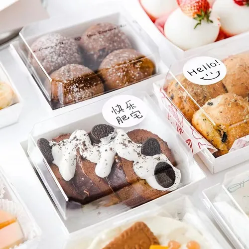 Miniatura 6 de RomanticBaking Paquete de 100 cajas de charcutería de 4 x 4 x 2.55 pulgadas con tapas transparentes, para panadería, galletas, fresas cubiertas