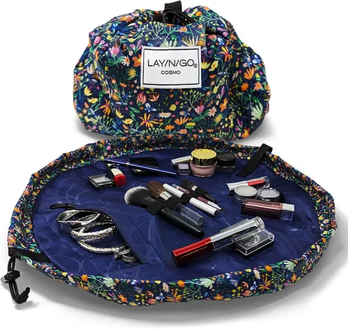 Miniatura 23 de Lay-n-Go Cosmo Layflat - Organizador de cosméticos y maquillaje con cordón y bolsillo con cremallera, bucles para cepillos y más, se ajusta