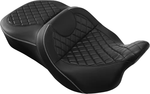 Miniatura 23 de C.C. RIDER Asiento de conductor, piloto y pasajero de una pieza con diamante, asiento de 2 plazas para Harley Touring Road King FLHR, Street Glide