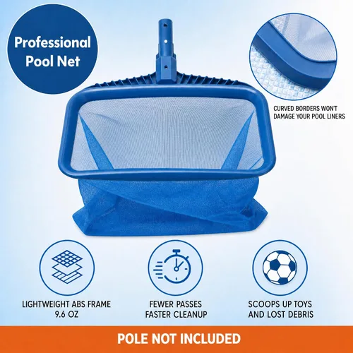Miniatura 7 de Stargoods Limpiador de albercas, herramienta de limpieza muy resistente y red con bolsa para hojas, Azul