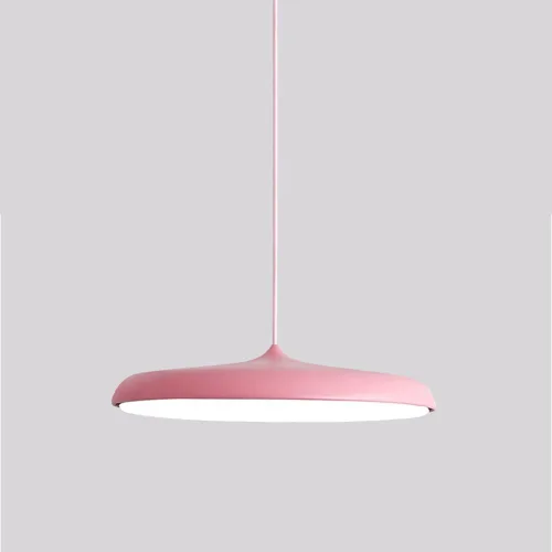 9.8in Disc Pendant Lights, Modern Acrylic Shade Three Color Dimming Hanging Pendant Lamp, Adjustable Cord Chandelier for Kitchen Island Living Room