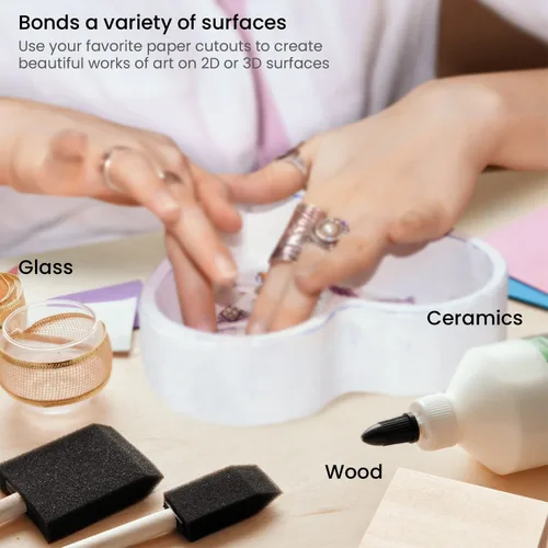 Miniatura 5 de Arteza Decoupage - Kit de recambio de pegamento, 1 pegamento brillante y 1 pegamento de acabado mate, botellas de 16 onzas, 3 cepillos de espuma, 3