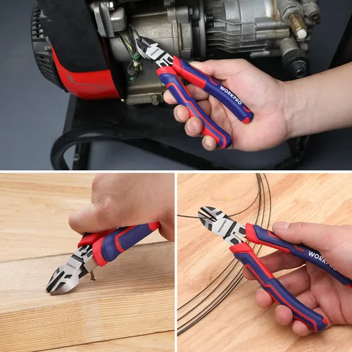 Miniatura 6 de WORKPRO Cortadores de alambre de 6 pulgadas de servicio pesado de acero CRV, alicates diagonales para cortar cables de manualidades, mango de agarre
