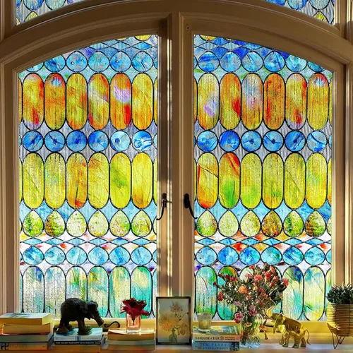 Beautyhero Película de privacidad para ventana, vidrio esmerilado, revestimientos decorativos 3D con bloqueo UV, calcomanías para puertas de baño,