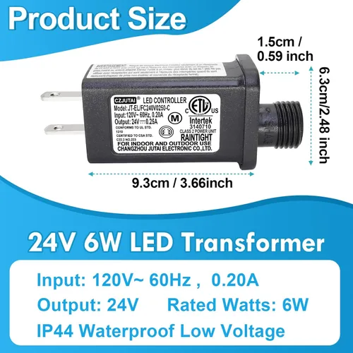 Miniatura 2 de PremierAdapter - Fuente de alimentación de 24 V 6 W para CZJUTAI JT-EL/FC240V0250-C 24V6W /4.5W/3.6W /1.35W para iluminación de Navidad, cadena