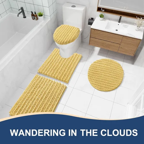 Miniatura 8 de Arotive - Alfombra de baño de lujo de chenilla, extra suave, gruesa, absorbente, esponjosa, antideslizante, se puede lavar y secar a máquina