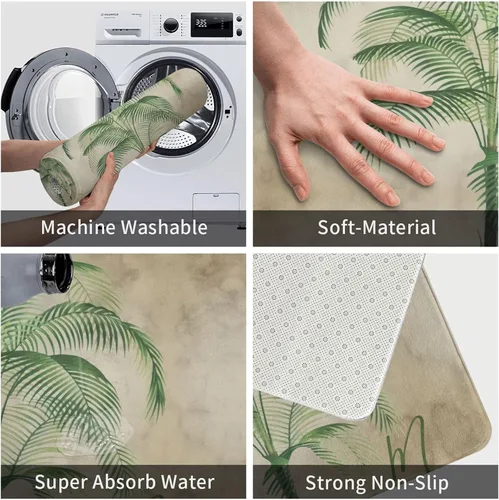 Miniatura 3 de Alfombra de baño vintage tropical con palmeras, suaves, absorbentes, lavables a máquina, de secado rápido, cómoda para baño, ducha, 30 x 18 pulgadas