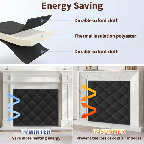 Miniatura 2 de Funda magnética para chimenea, manta bloqueadora de chimenea para pérdida de calor, tapón de chimenea para interiores con 12 imanes para marco