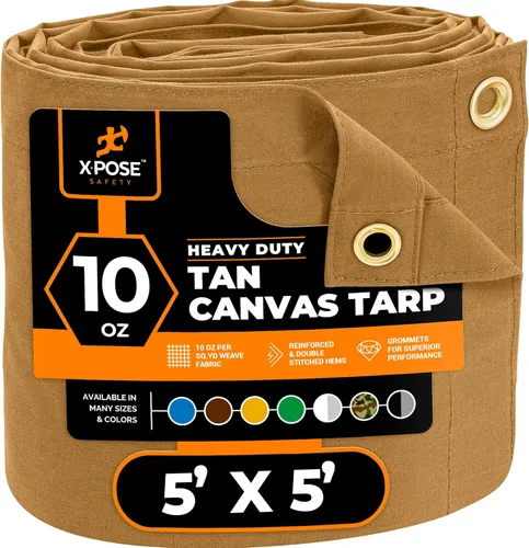Miniatura 64 de Xpose Safety Lona de Lona - Lonas de Lona Verde de 10oz Resistentes al Agua con Ojales de Latón - Lona Multiusos para Exteriores para Campamento
