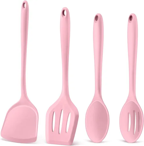 Miniatura 12 de P&P CHEF Juego de utensilios de cocina, 4 piezas de utensilios de cocina de silicona antiadherentes, espátula sólida ranurada resistente al calor