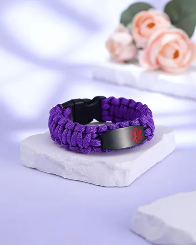 Miniatura 78 de Pulsera de alerta médica Paracord para hombres y mujeres Pulsera de identificación médica de acero inoxidable con hebillas de liberación lateral