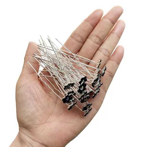 Miniatura 6 de 40 horquillas para el pelo con diamantes de imitación, 40 piezas en forma de U para fiestas, bodas, accesorios para el cabello para mujeres y niñas