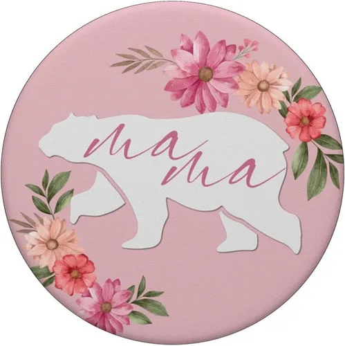 Miniatura 3 de Aesthetic Flowers Mama Bear Pink Background PopSockets PopGrip intercambiable